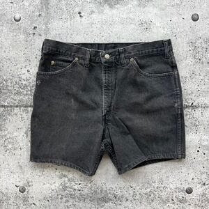 Vintage Lee Shorts Mens 34 Black Faded Distressed 5-Pocket Rugged Denim 90s